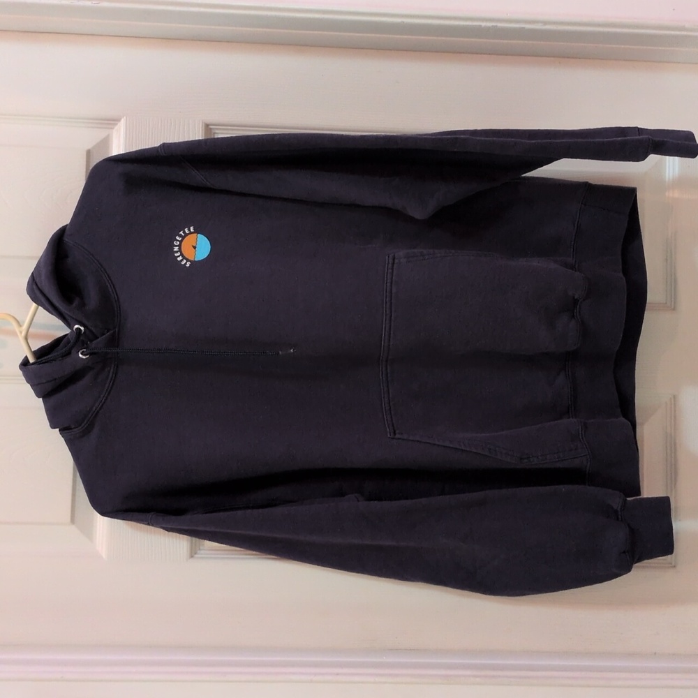 Serengetee Men's Navy Double Sided Fleece Lined Pullover Hoodie Size Medium
